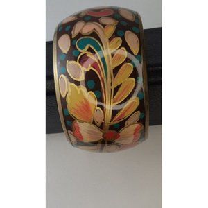 Chunky Floral Hand Painted Chunky Bangle Bracelet